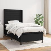 vidaXL Ramsäng med madrass svart 90x200 cm tyg