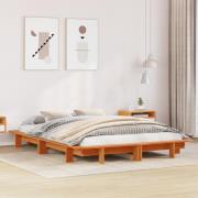 vidaXL Sängram utan madrass vaxbrun 150x200 cm massiv furu