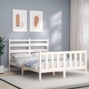 vidaXL Sängram utan madrass vit 140x190 cm massiv furu
