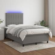 vidaXL Ramsäng med madrass & LED mörkgrå 120x200 cm tyg