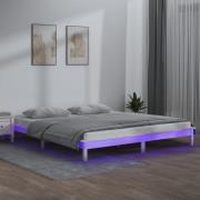 vidaXL Sängram LED vit 120x200 cm massivt trä