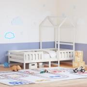 vidaXL Sängram med tak vit 90x190 cm massiv furu