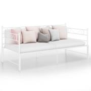 vidaXL Utdragbar sängram bäddsoffa vit metall 90x200 cm