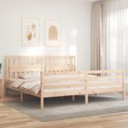 vidaXL Sängram med huvudgavel 200x200 cm massivt trä