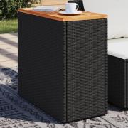 vidaXL Trädgårdsbord med träskiva svart 58x27,5x55 cm konstrotting