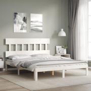 vidaXL Sängram utan madrass vit 160x200 cm massiv furu