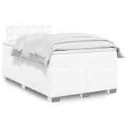 vidaXL Ramsäng med madrass vit 120x200 cm konstläder