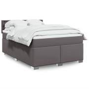 vidaXL Ramsäng med bäddmadrass grå 140x190 cm konstläder