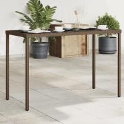 vidaXL Trädgårdsbord med glasskiva brun 115x54x74 cm konstrotting