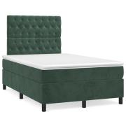vidaXL Ramsäng med madrass mörkgrön 120x190 cm sammet