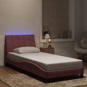 vidaXL Bed Frame with LED without Mattress "Hanko" Pink 90x190 cm Velv...