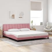 vidaXL Sängram med huvudgavel rosa 200x200 cm sammet