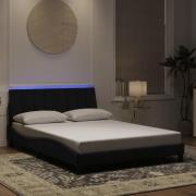 vidaXL Sängram med LED-belysning svart 140x200 cm sammet