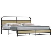 vidaXL Sängram utan madrass metall sonoma-ek 180x200 cm
