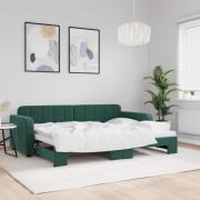 vidaXL Dagbädd utdragbar mörkgrön 80x200 cm sammet