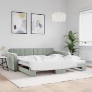 vidaXL Dagbädd utdragbar ljusgrå 100x200 cm sammet
