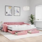 vidaXL Dagbädd utdragbar med lådor rosa 90x200 cm sammet