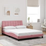 vidaXL Sängram med huvudgavel rosa 120x200 cm sammet