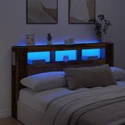 vidaXL Sänggavel LED åldrat trä 180x18,5x103,5 cm konstruerat trä