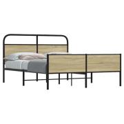 vidaXL Sängram utan madrass metall sonoma-ek 150x200 cm