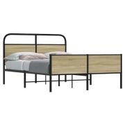 vidaXL Sängram utan madrass sonoma-ek 135x190 cm konstruerad trä