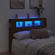 vidaXL Sänggavel LED artisan ek 140x18,5x103,5 cm konstruerat trä