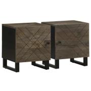 vidaXL Sängbord 2 st svart 40x33x46 cm massivt mangoträ