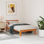 vidaXL Sängram utan madrass vaxbrun 100x200 cm massiv furu