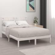 vidaXL Sängram vit massivt trä 135x190 cm