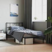vidaXL Sängram med huvudgavel metall svart 90x200 cm