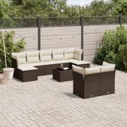 vidaXL Loungegrupp 10 delar med brun dynor konstrotting