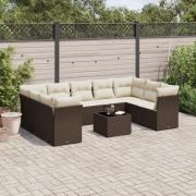vidaXL Loungegrupp 10 delar med brun dynor konstrotting