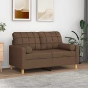 vidaXL 2-sits soffa med prydnadskuddar brun 120 cm tyg