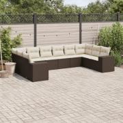 vidaXL Loungegrupp 10 delar med brun dynor konstrotting