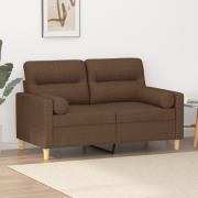 vidaXL 2-sits soffa med prydnadskuddar brun 120 cm tyg