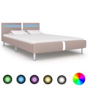 vidaXL Sängram med LEDs utan madrass cappuccino 120x200 cm