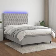 vidaXL Ramsäng med madrass & LED ljusgrå 140x200 cm tyg
