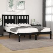 vidaXL Sängram svart massiv furu 140x190 cm