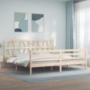 vidaXL Sängram med huvudgavel 200x200 cm massivt trä