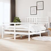 vidaXL Sängram vit massivt trä 140x190 cm