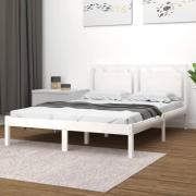 vidaXL Sängram vit massivt trä 150x200 cm