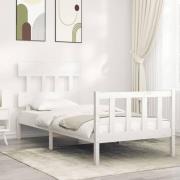 vidaXL Sängram utan madrass vit 100x200 cm massiv furu