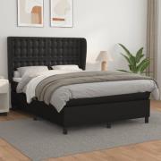 vidaXL Ramsäng med madrass svart 140x200 cm konstläder