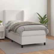 vidaXL Ramsäng med madrass vit 100x200 cm konstläder