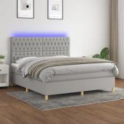 vidaXL Ramsäng med madrass & LED ljusgrå 180x200 cm tyg