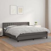 vidaXL Ramsäng med madrass grå 180x200 cm konstläder