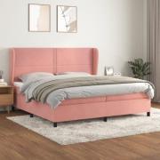 vidaXL Ramsäng med madrass rosa 200x200 cm sammet