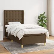 vidaXL Ramsäng med madrass mörkbrun 90x200 cm tyg