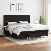 vidaXL Ramsäng med madrass svart 200x200 cm tyg
