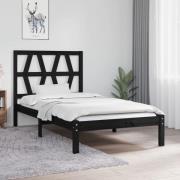 vidaXL Sängram svart massiv furu 75x190 cm